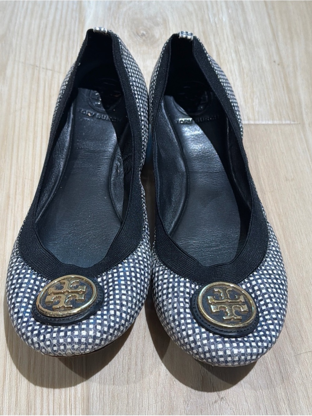 Tory Burch Caroline Flats In Tidal Grid Size 8M Good Condition No Box